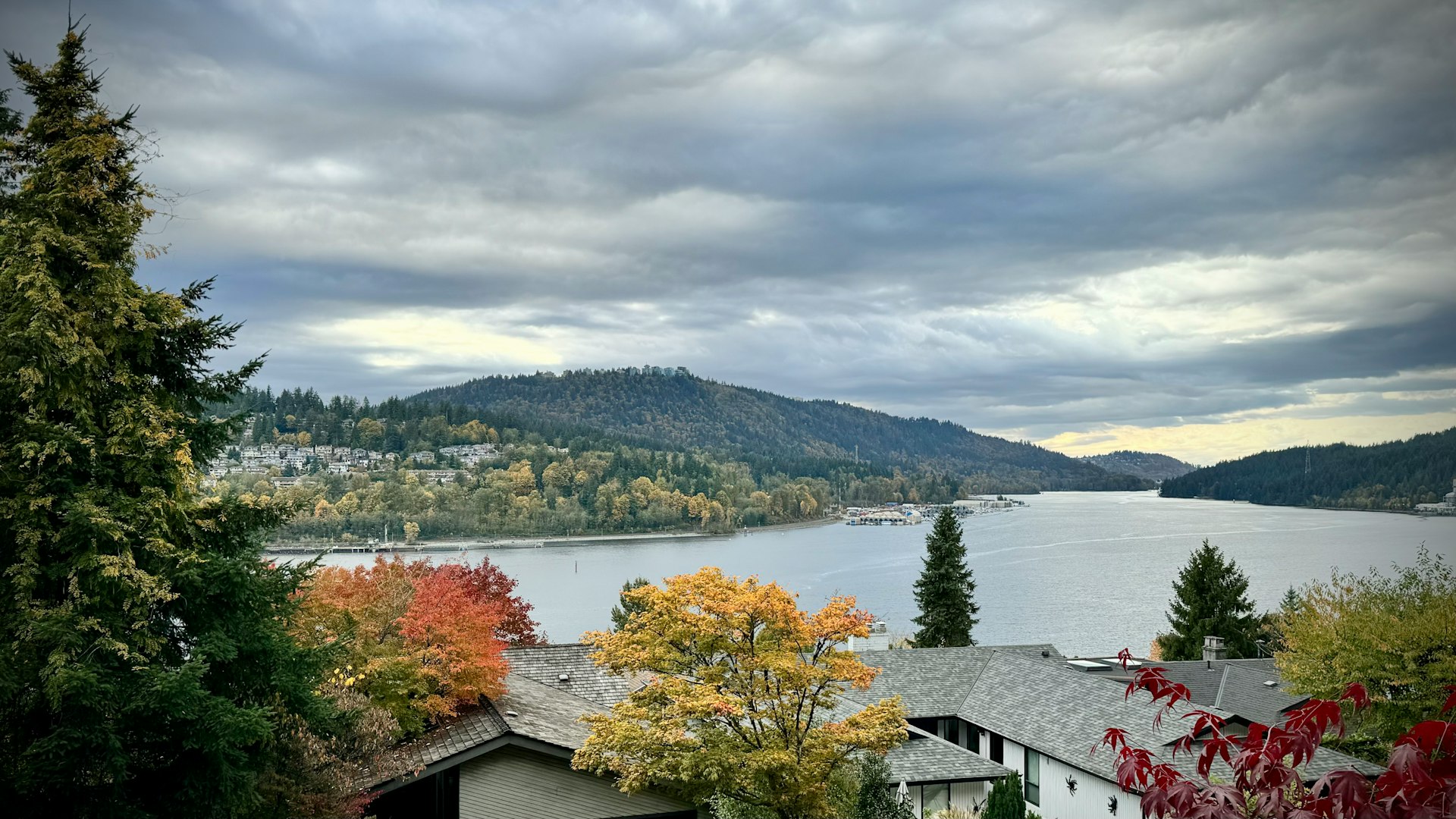 a view of a body of water from a hill